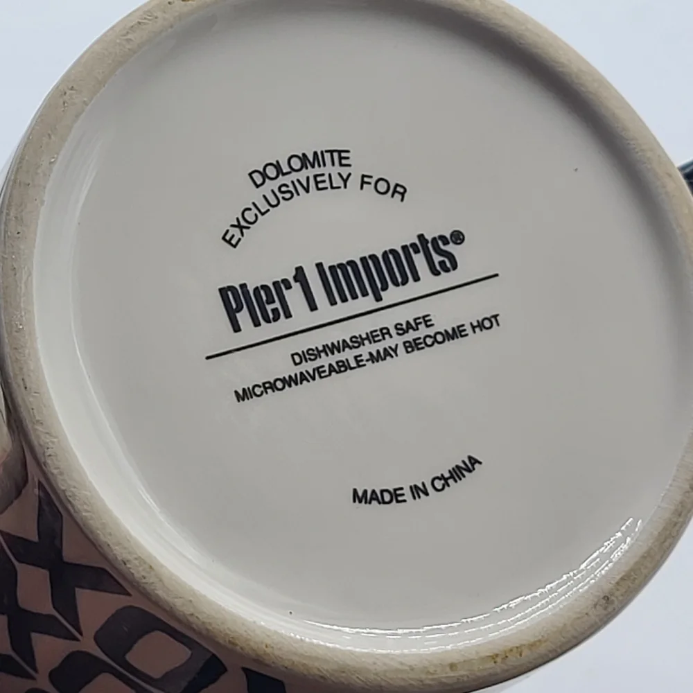 Pier 1 Imports Mug XOXO Coffee Cup Dolomite